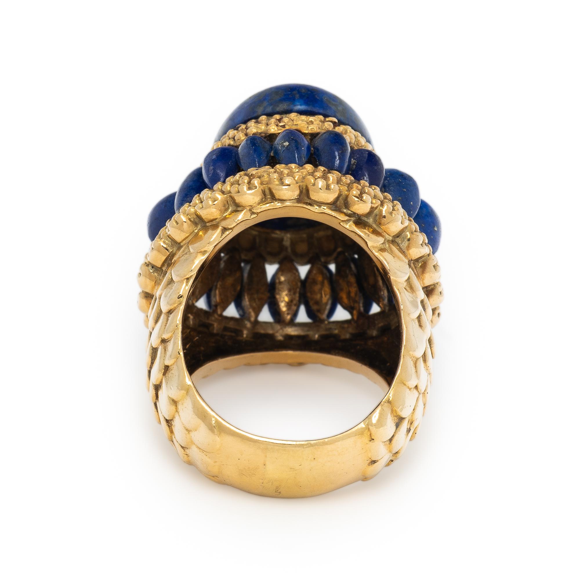 LAPIS LAZULI AND YELLOW GOLD RING