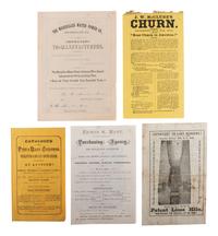 [ADVERTISING]. A group of 19th-century broadsides, handbills, and other advertising-elated ephemera.