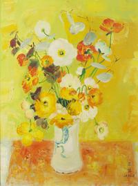 Bouquet de Pavots sur Fond Jaune , 1969