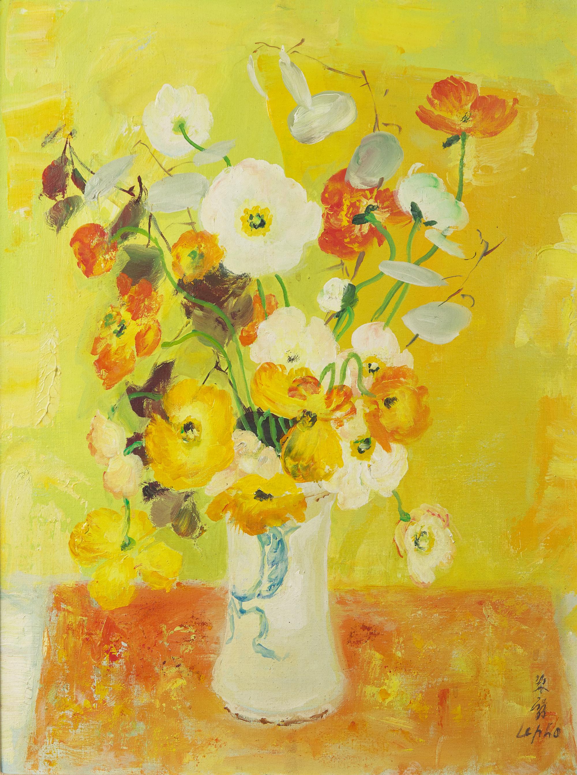 Bouquet de Pavots sur Fond Jaune , 1969