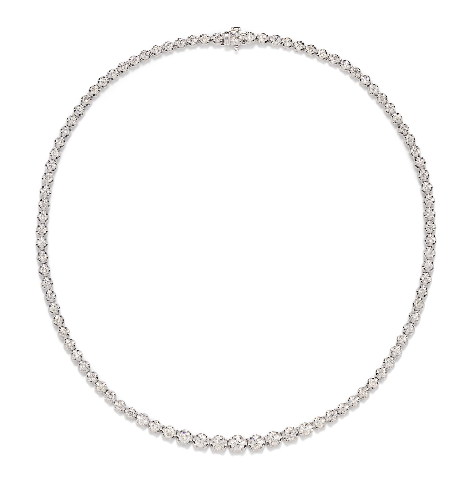 An 18 Karat White Gold and Diamond Riviere Necklace, 17.95 dwts.
