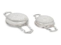 Two English Silver Punch Strainers