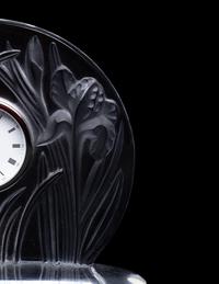 A Lalique Iris Table Clock