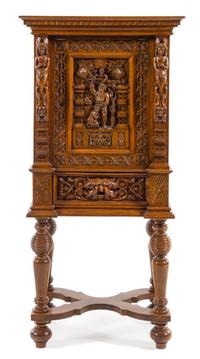 A Dutch Carved Oak Cabinet Height 56 inches. — 19TH CENTURY