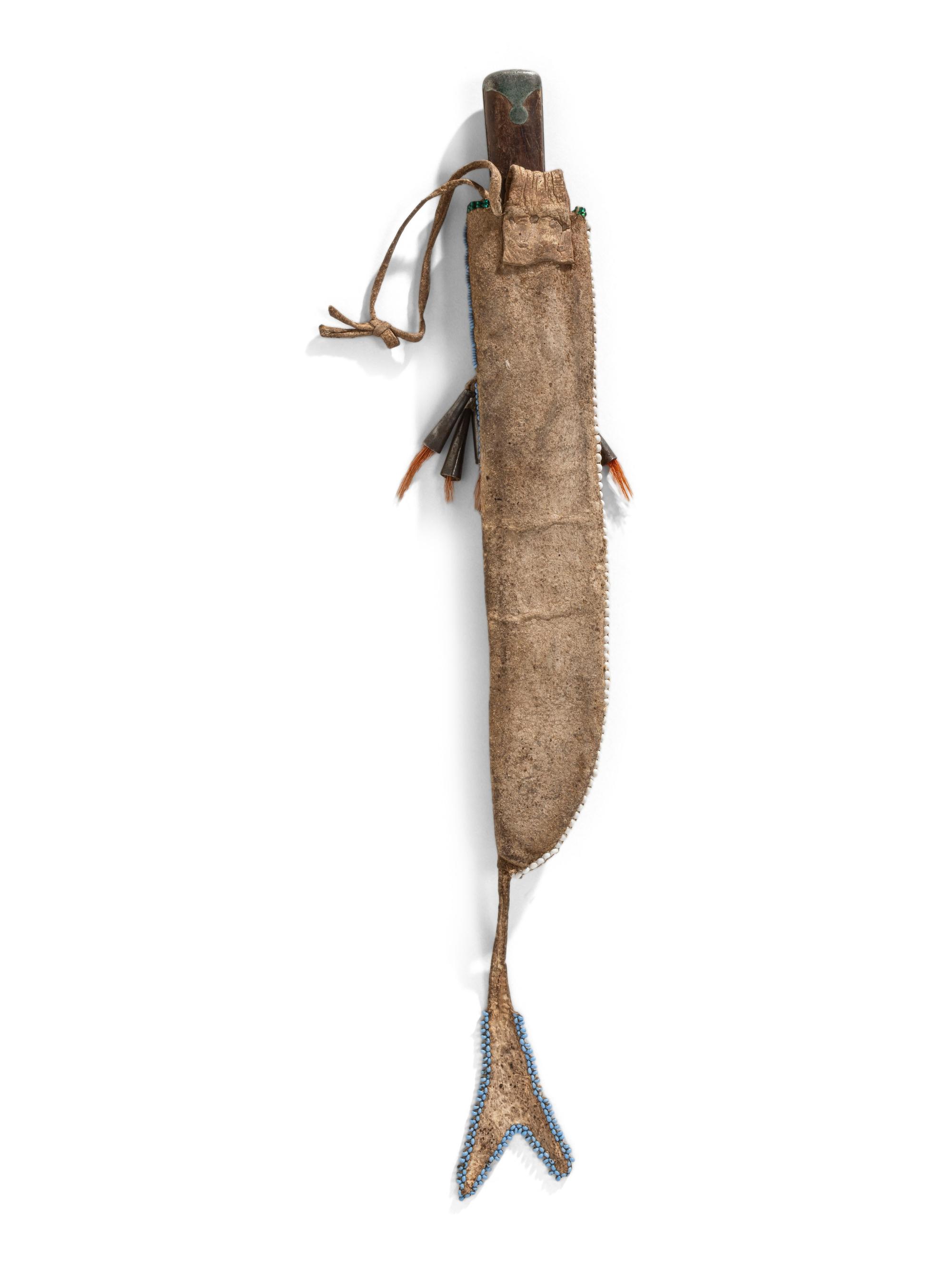 Apsáalooke Beaded Hide Knife Sheath, with Knife
