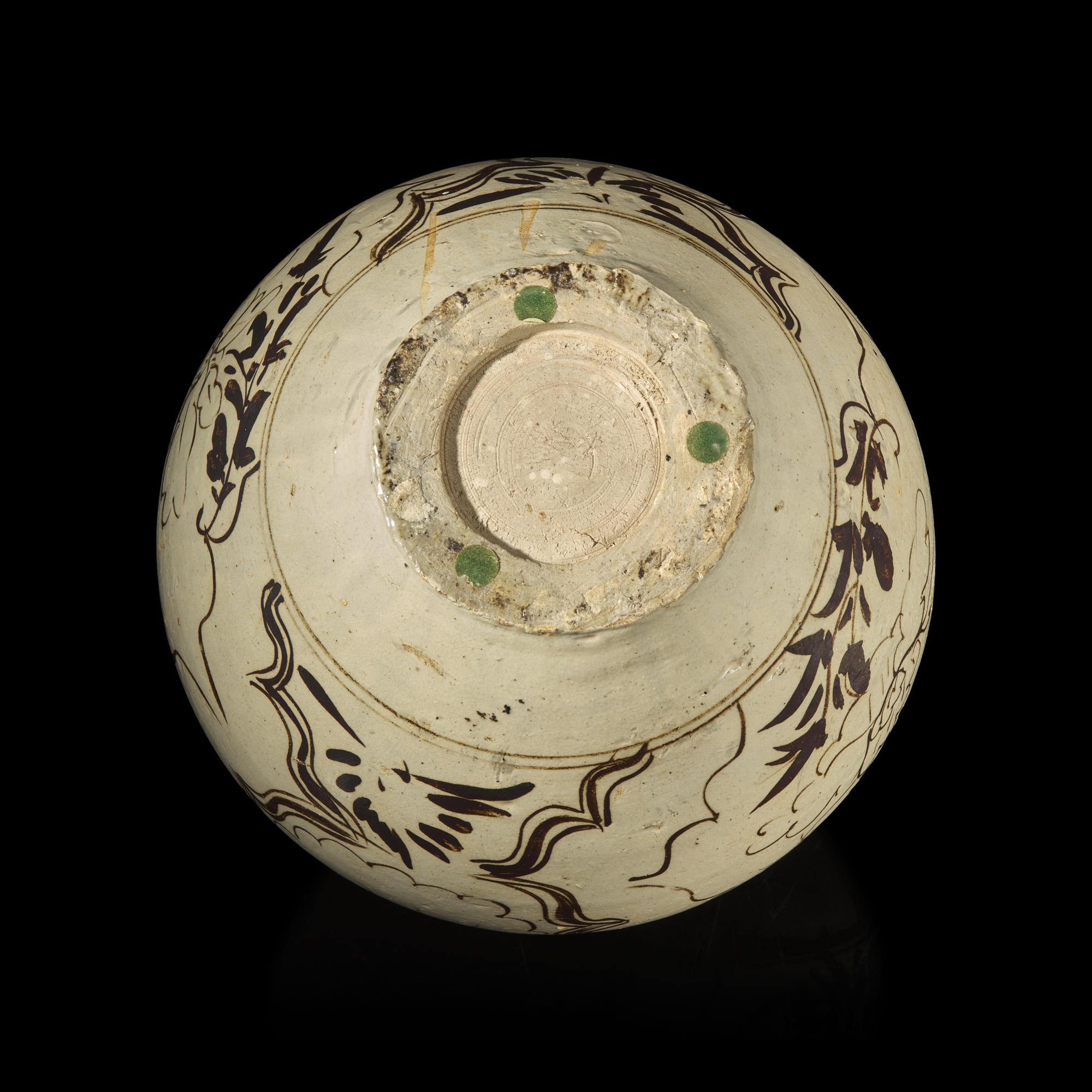 A Chinese Cizhou Style Slip Decorated Jar — 磁州窯花卉紋大罐