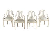 A Set of Four Dennis and Leen Painting Dining Chairs