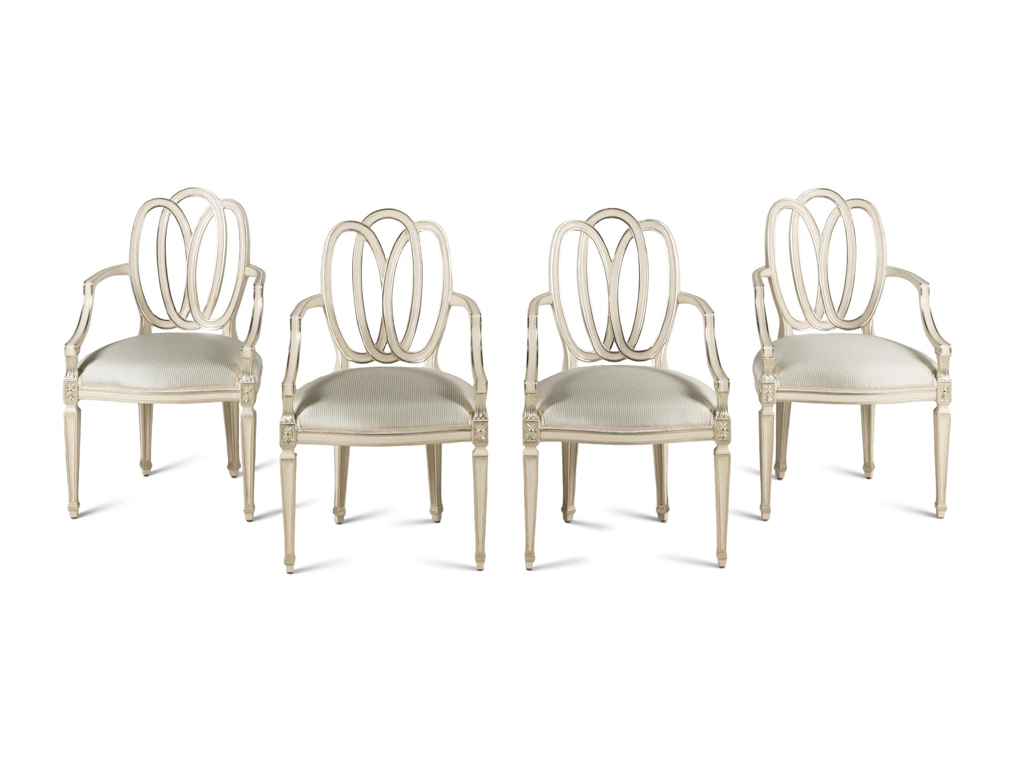A Set of Four Dennis and Leen Painting Dining Chairs