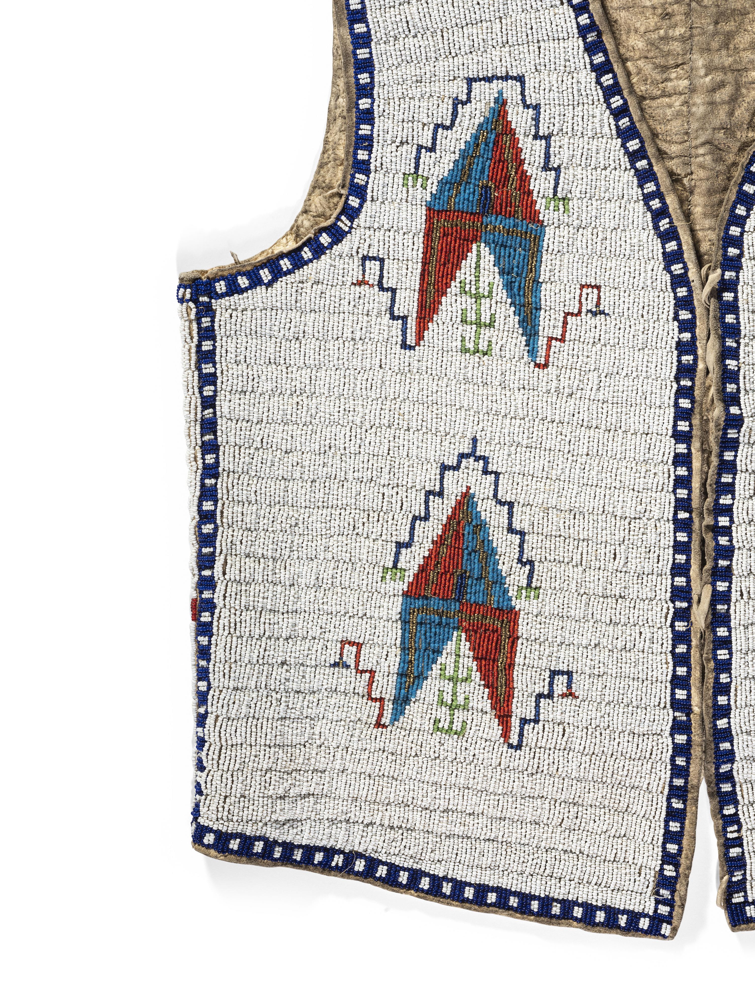 Sioux Beaded Hide Vest, with American Flags