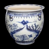 A Large Chinese Blue and White 'Qilin' Jardinière, 19th Century 清晚期 青花麒麟紋大缸