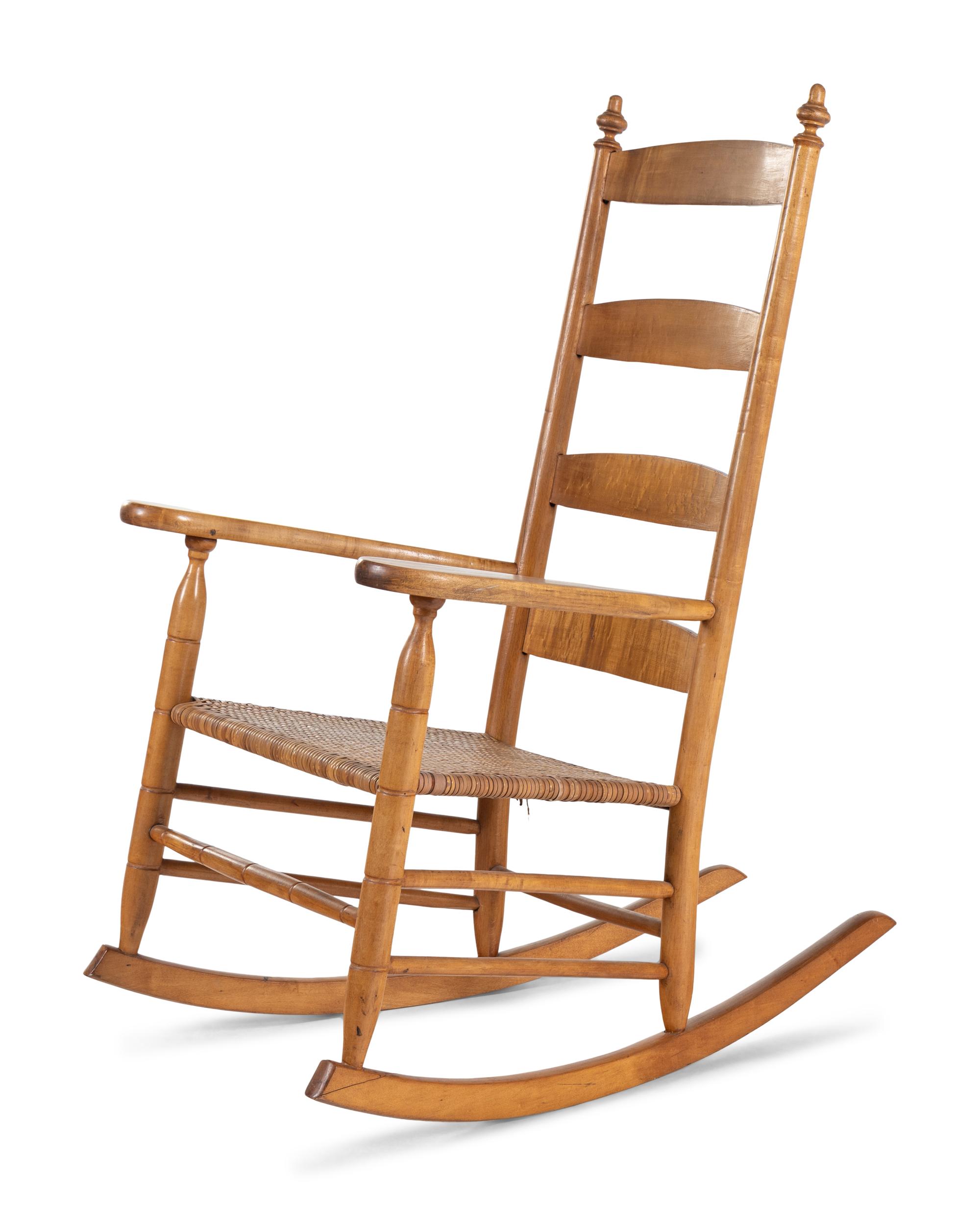 A Shaker Style Maple Rush-Seat Rocking Chair