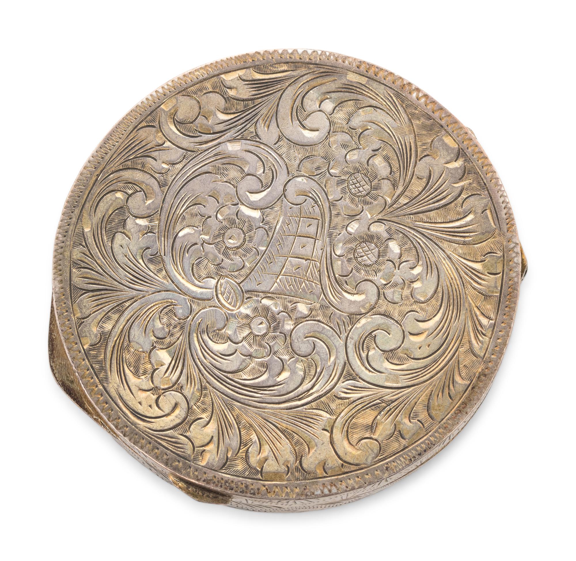 A German Silver and Enamel Compact