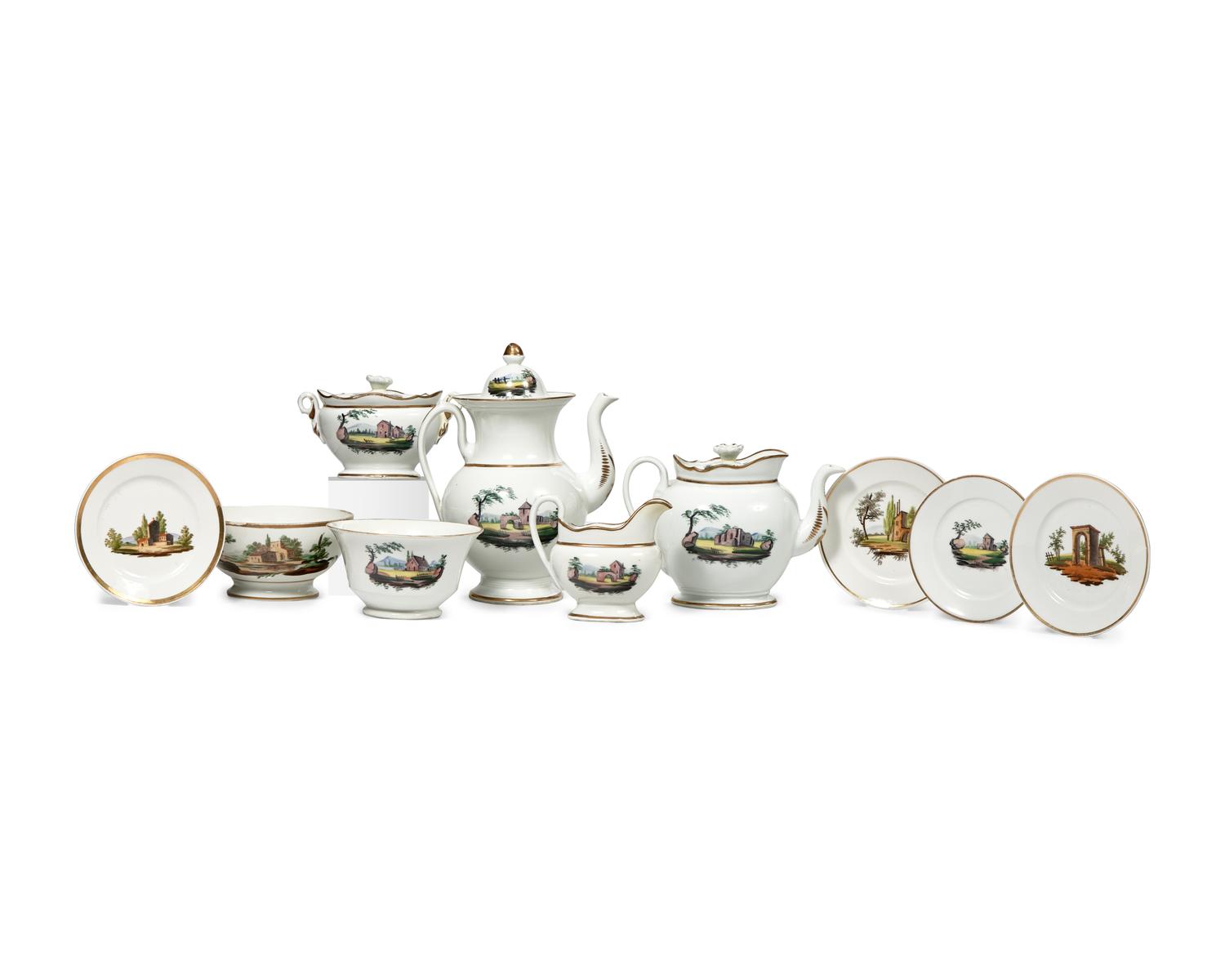 A Classical Ten-Piece Gilt And Enamel-Decorated Porcelain Tea Service