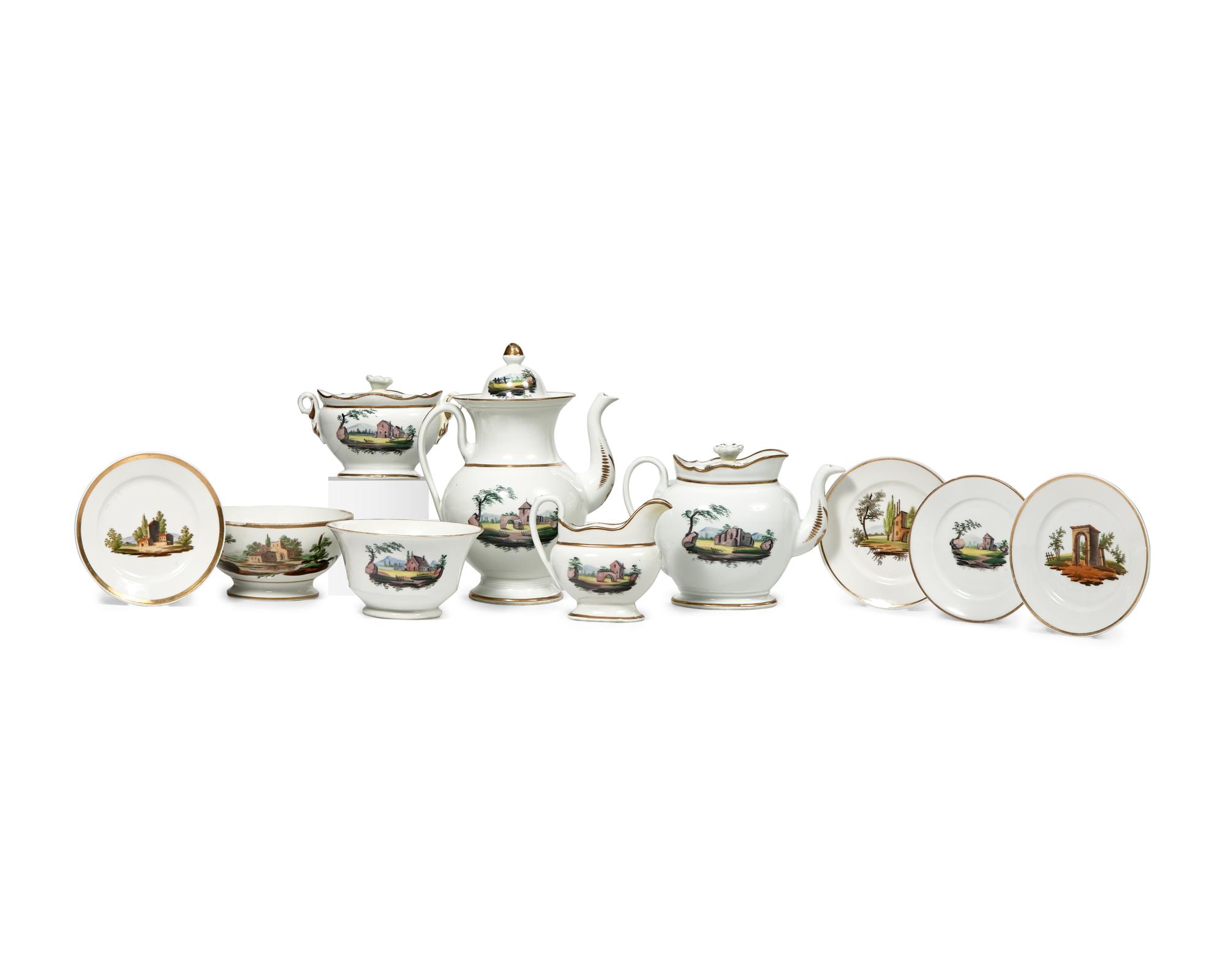 A Classical Ten-Piece Gilt And Enamel-Decorated Porcelain Tea Service