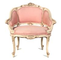 A Louis XV Style Painted Bergere Height 28 inches. — 20TH CENTURY