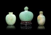 Three Chinese Jadeite Snuff Bottles