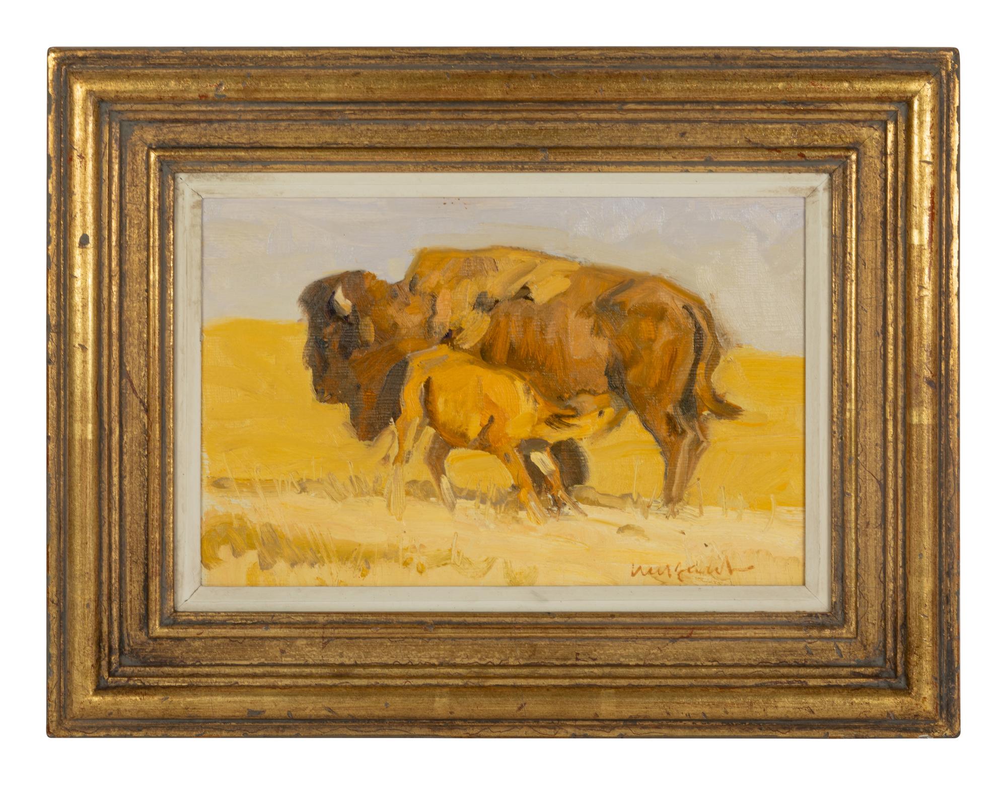 Cow Bison with Nursing Calf
