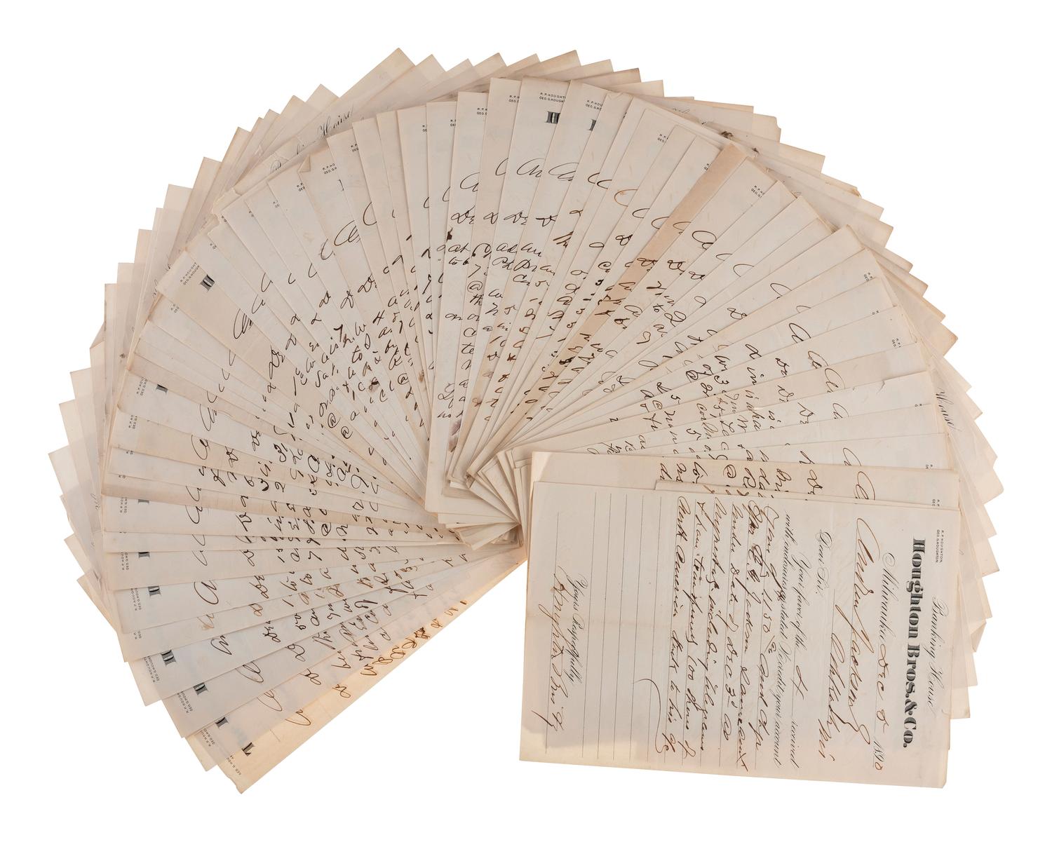 [CHICAGO]. Archive of letters and documents of Andrew B. JACKSON, founder of Rogers Park, IL, and his son Andrew JACKSON.