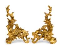 A Pair of Louis XV Style Gilt Metal Figural Chenets