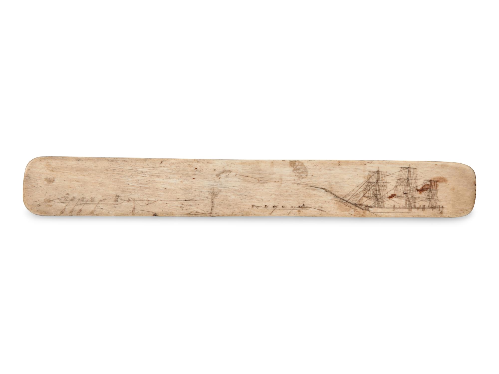 A Scrimshaw Whale Bone Busk, 19th Century
