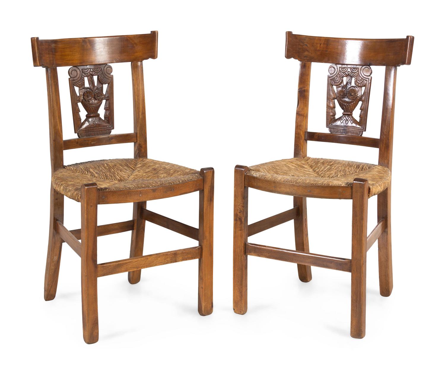 A Pair of Continental Fruitwood Side Chairs