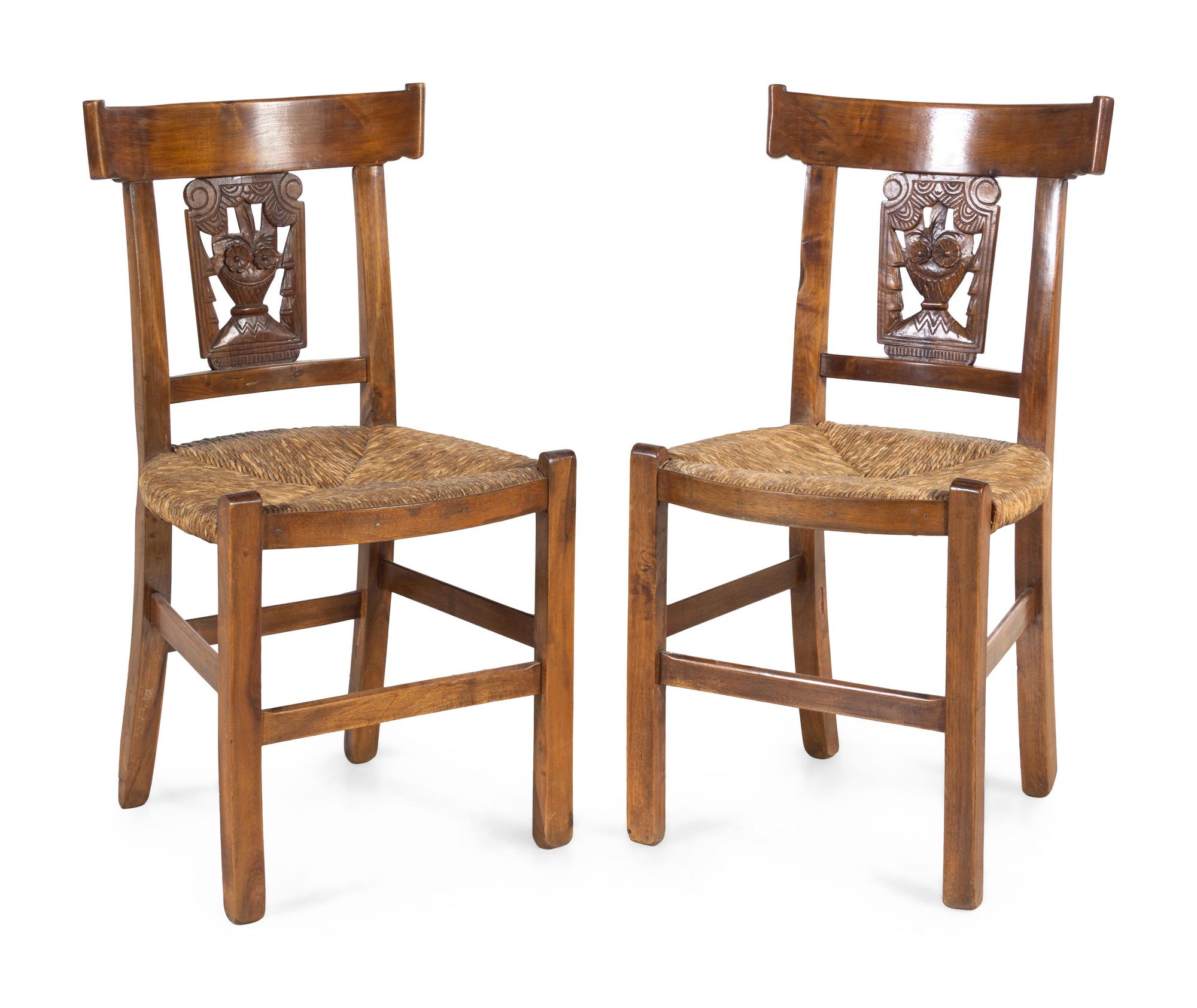 A Pair of Continental Fruitwood Side Chairs