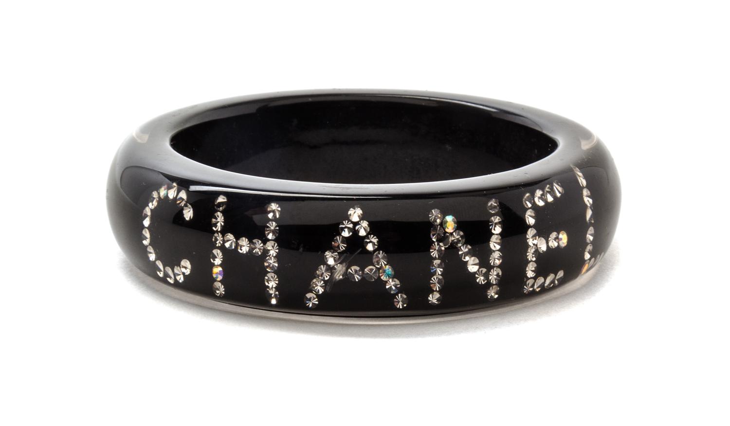 A Chanel Black Resin Bangle Bracelet,