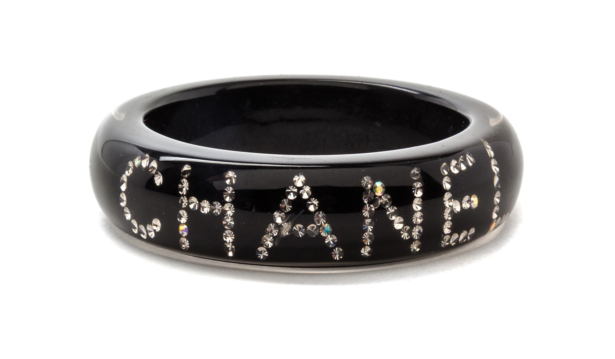 A Chanel Black Resin Bangle Bracelet,