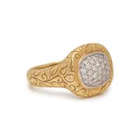 SEIDENGANG, YELLOW GOLD AND DIAMOND RING