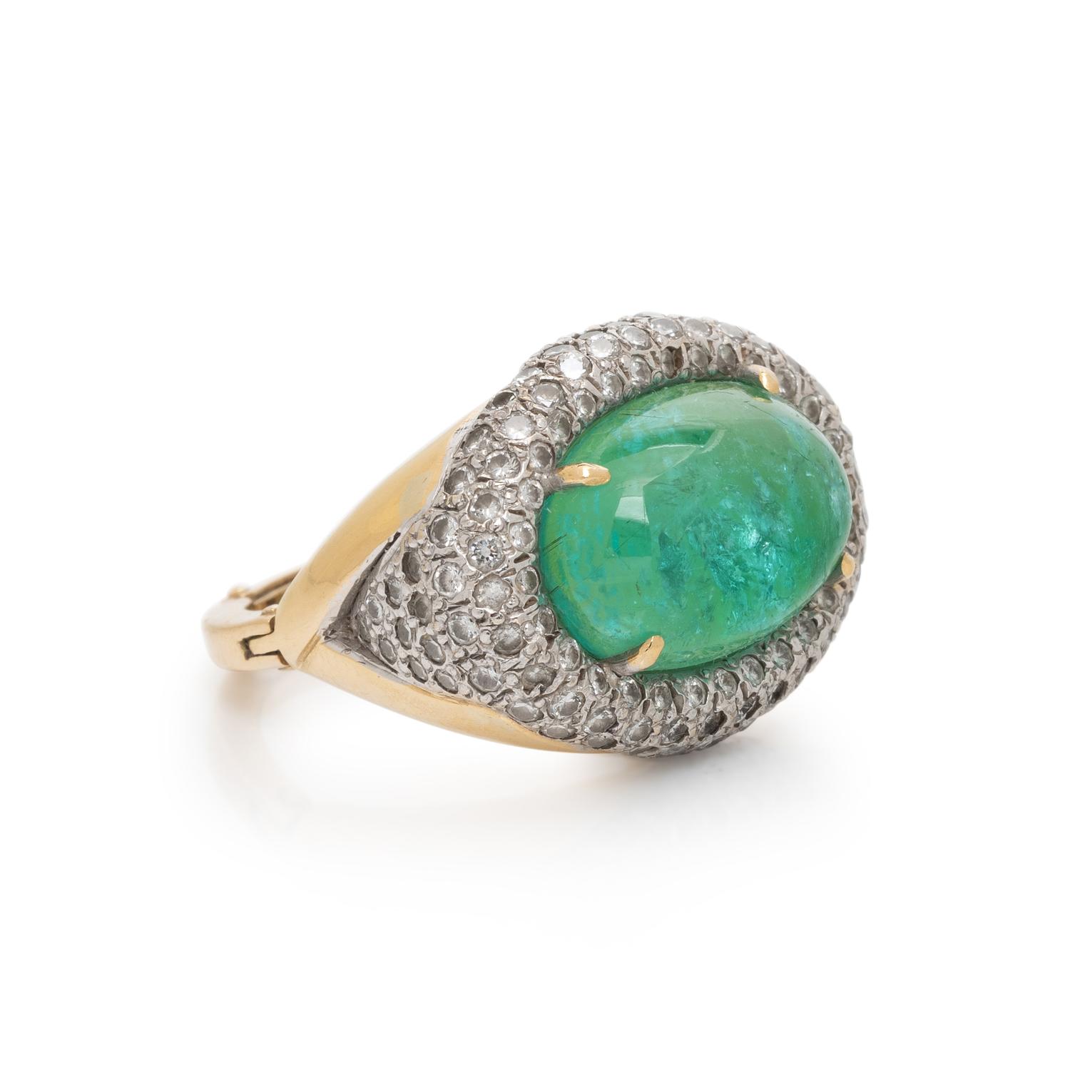 PARAIBA-TYPE TOURMALINE DOUBLET AND DIAMOND RING