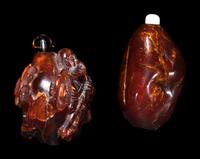 Two Chinese Amber Snuff Bottles
