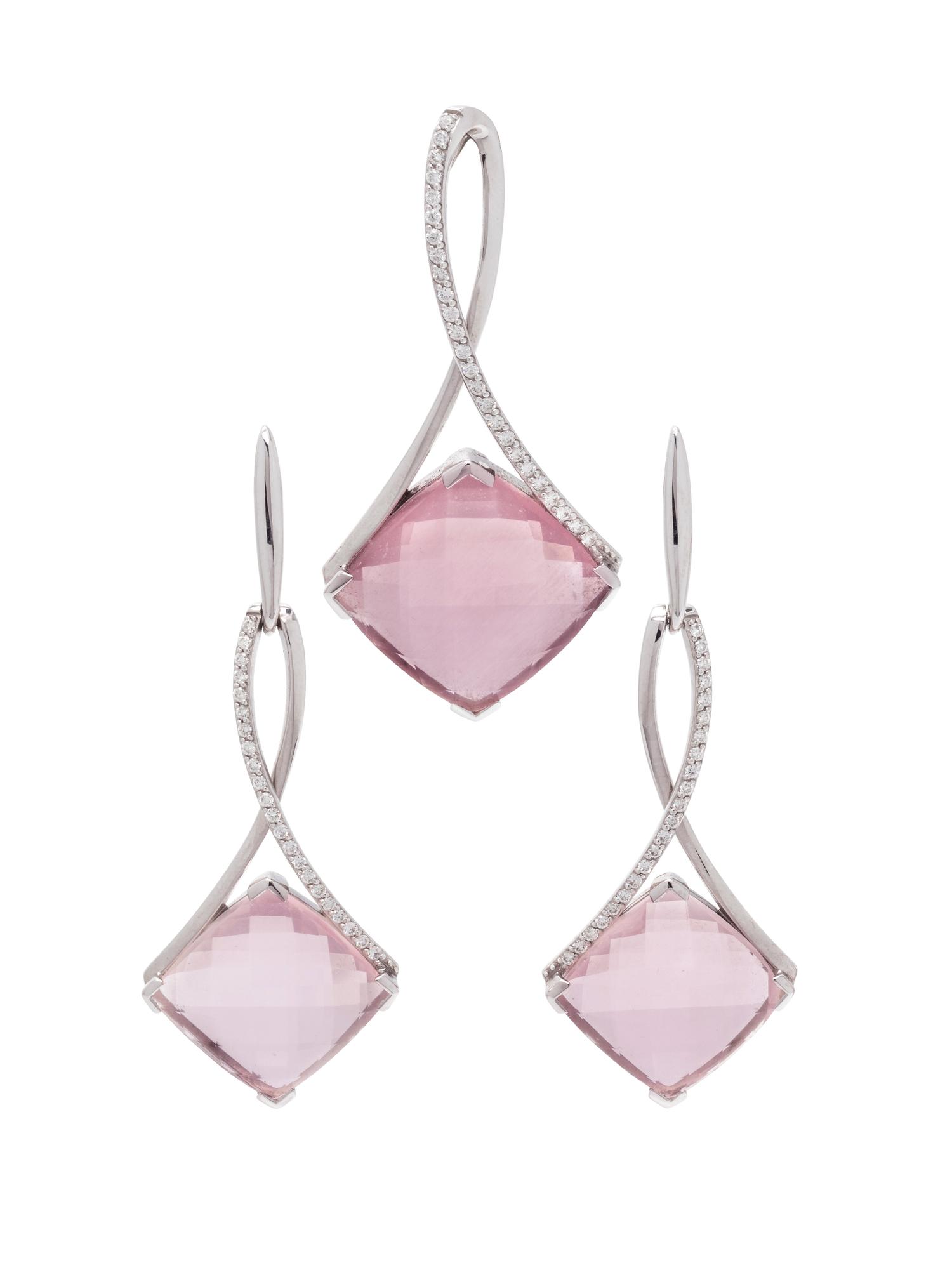 ROSE QUARTZ AND DIAMOND SET