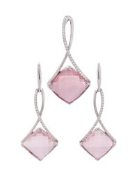 ROSE QUARTZ AND DIAMOND SET