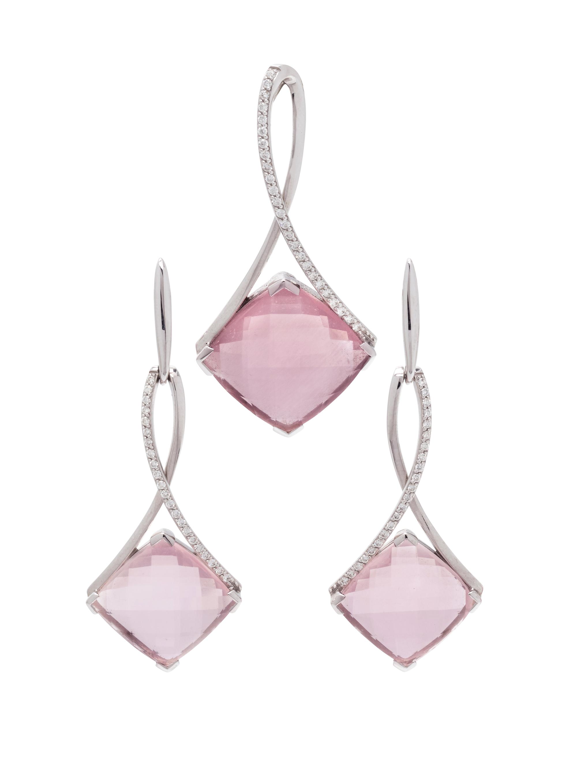 ROSE QUARTZ AND DIAMOND SET