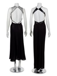 Two Geoffrey Beene Panne Velvet Cut-Out Dresses, 1994-95