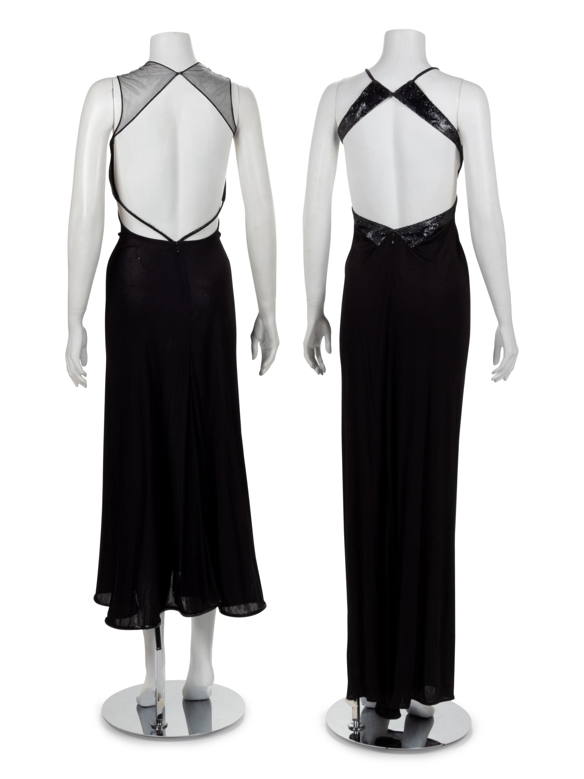 Two Geoffrey Beene Panne Velvet Cut-Out Dresses, 1994-95