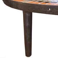 A Mid-Century Iron and Tile Coffee Table 61" W x 61" D x 17.5" H 17.5" H — France, Mid-20th Century