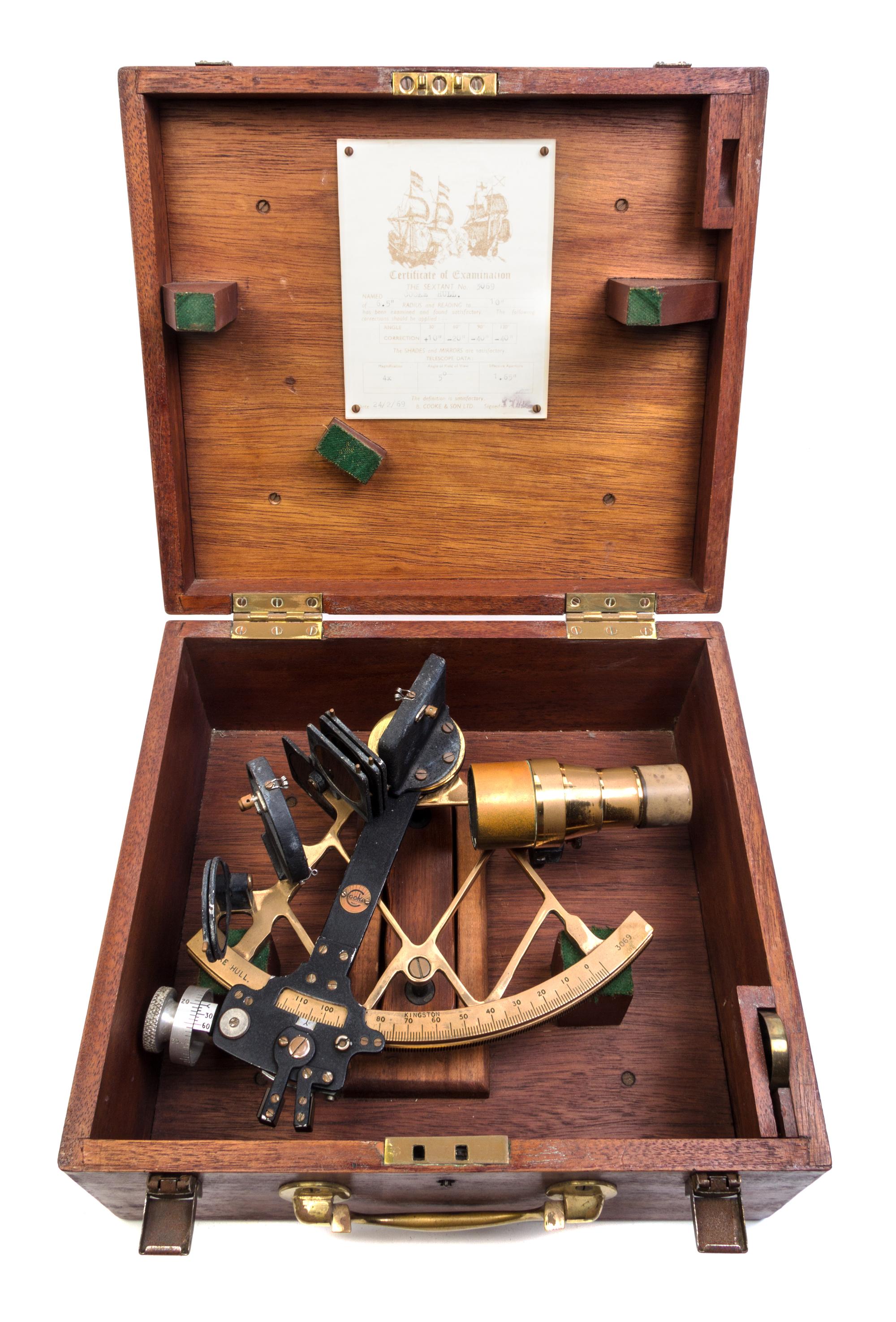 An English Brass and Wood Mounted Sextant Radius of arm 10 inches — COOKE AND HULL, LONDON, EARLY 20TH CENTURY