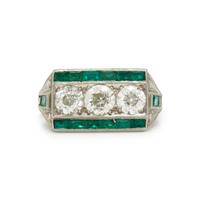 ART DECO, DIAMOND AND EMERALD RING