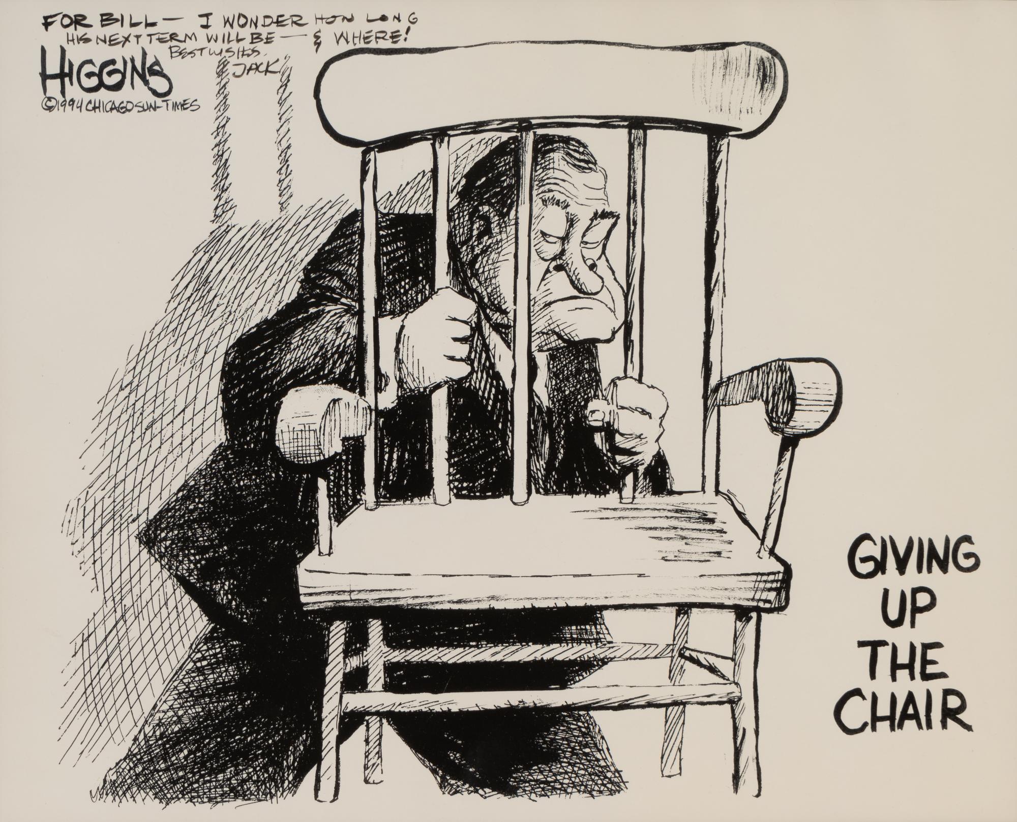 (Cartoon Art) HIGGINS, Jack (1954). A group of 7 cartoons by Jack Higgins, comprising:
