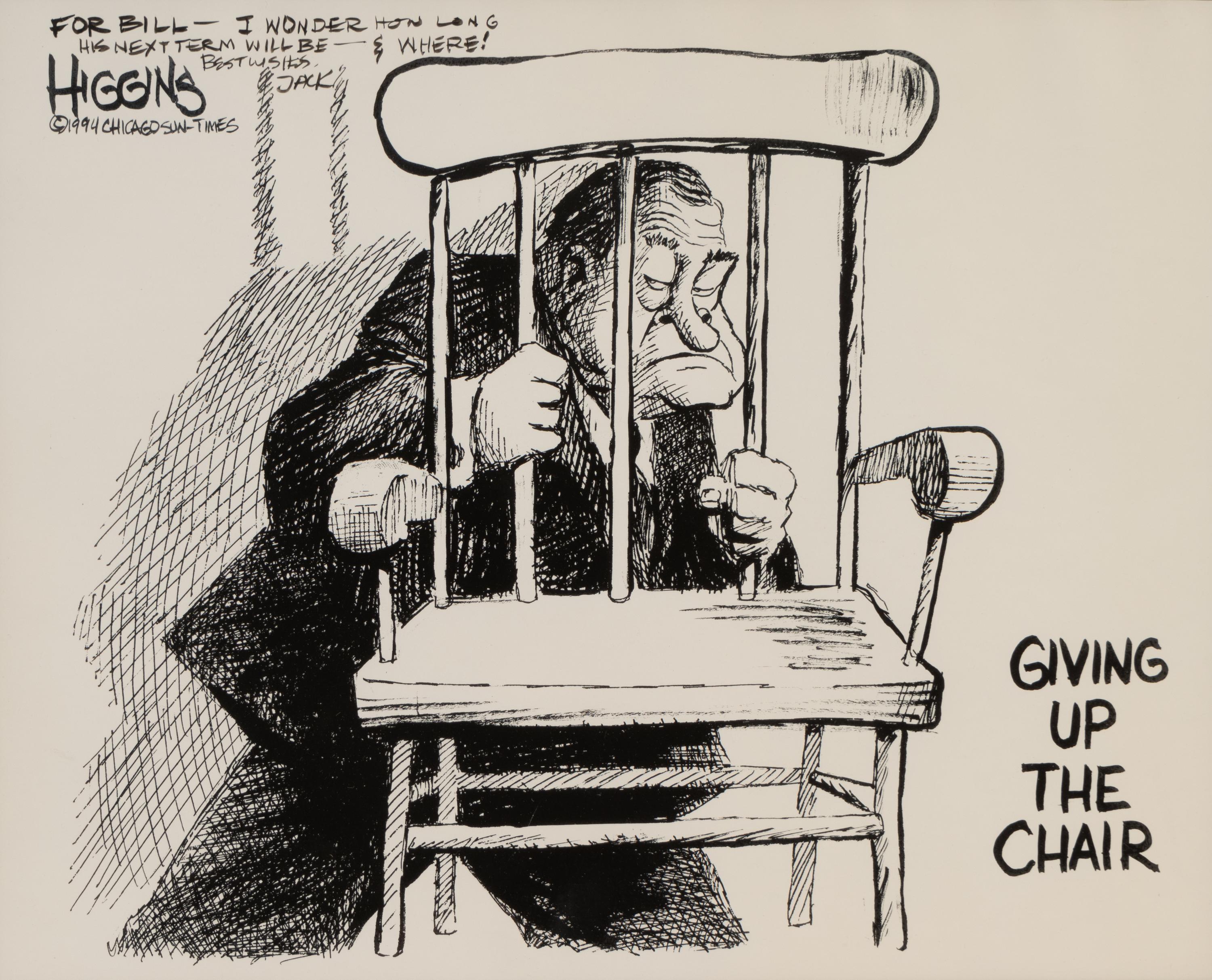 (Cartoon Art) HIGGINS, Jack (1954). A group of 7 cartoons by Jack Higgins, comprising: