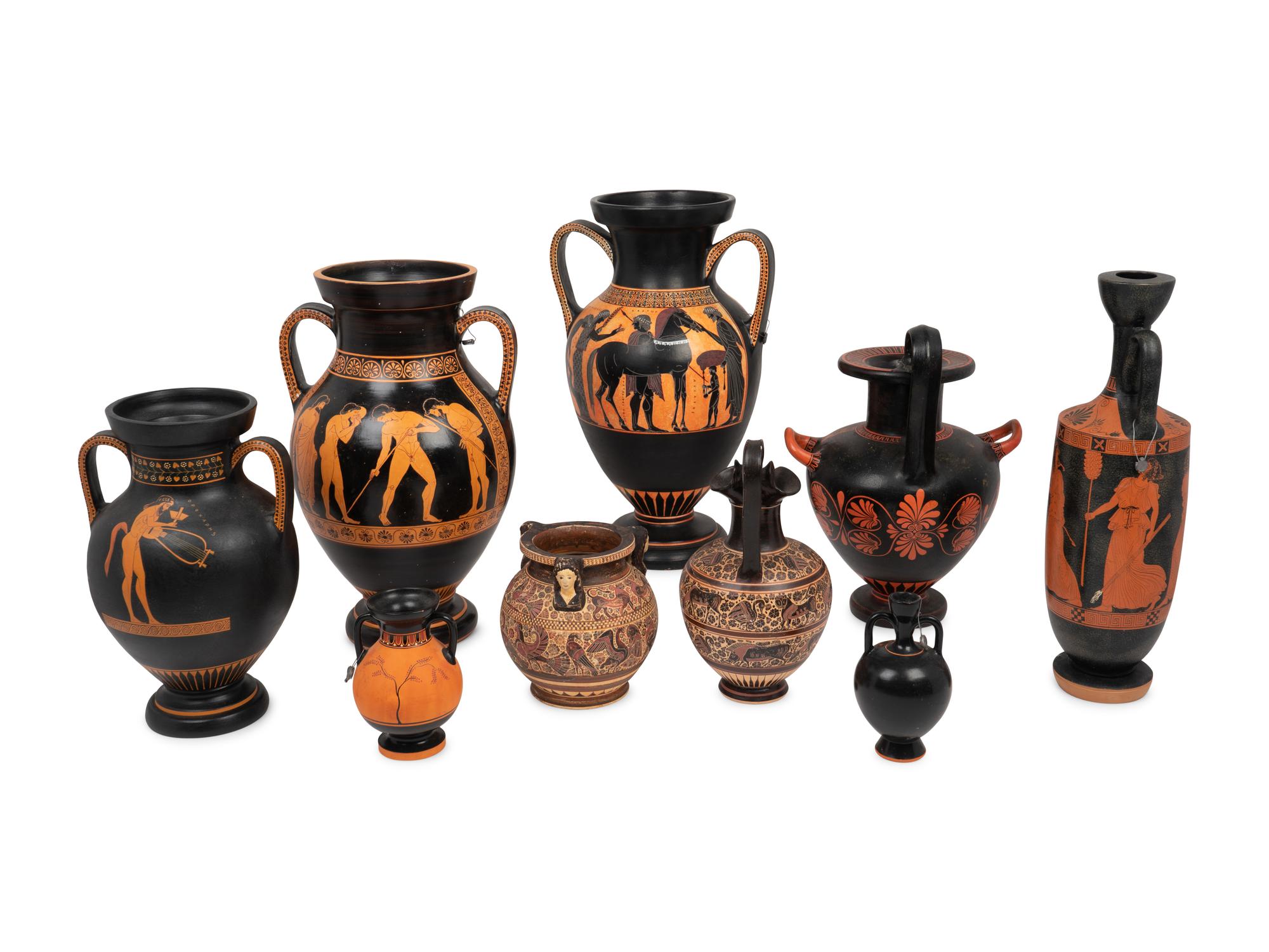 A Group of Nine Greek Style Vessels