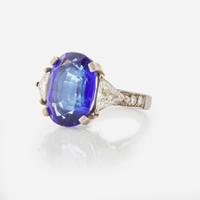 A Platinum, Tanzanite, and Diamond Ring