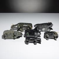 Inuit Carved Soapstone Muskoxen Herd