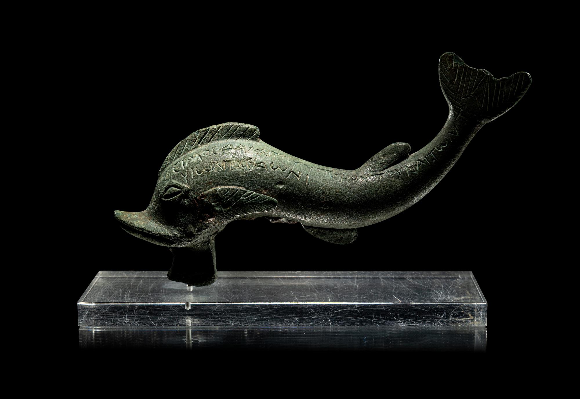 A Greek Bronze Dolphin with Inscription