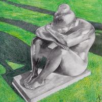 Artist Unknown, (American, 20th century), depicting Le Nuit by Aristide Maillol, once located in the gardens at the Kluge estate.