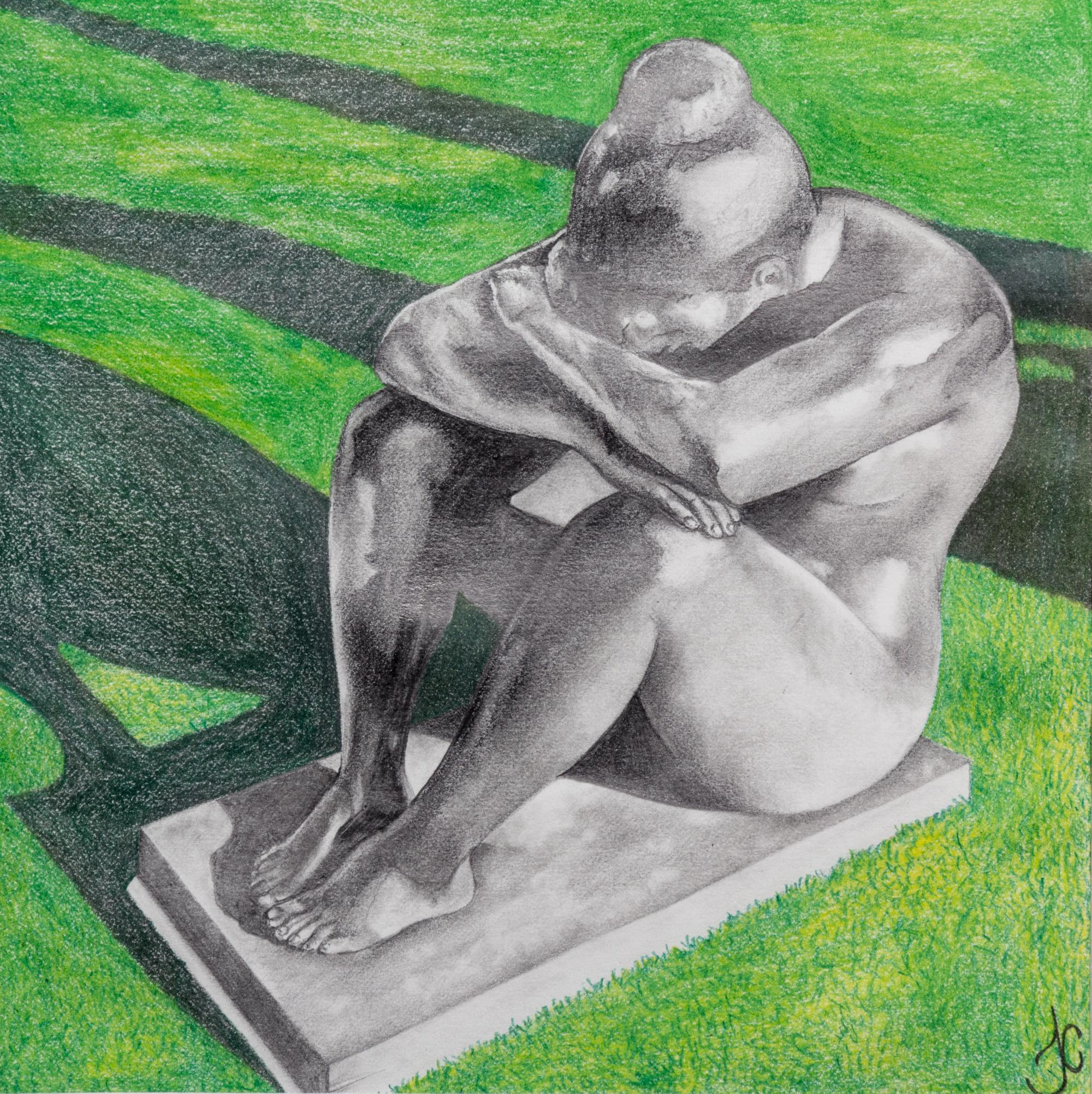 Artist Unknown, (American, 20th century), depicting Le Nuit by Aristide Maillol, once located in the gardens at the Kluge estate.