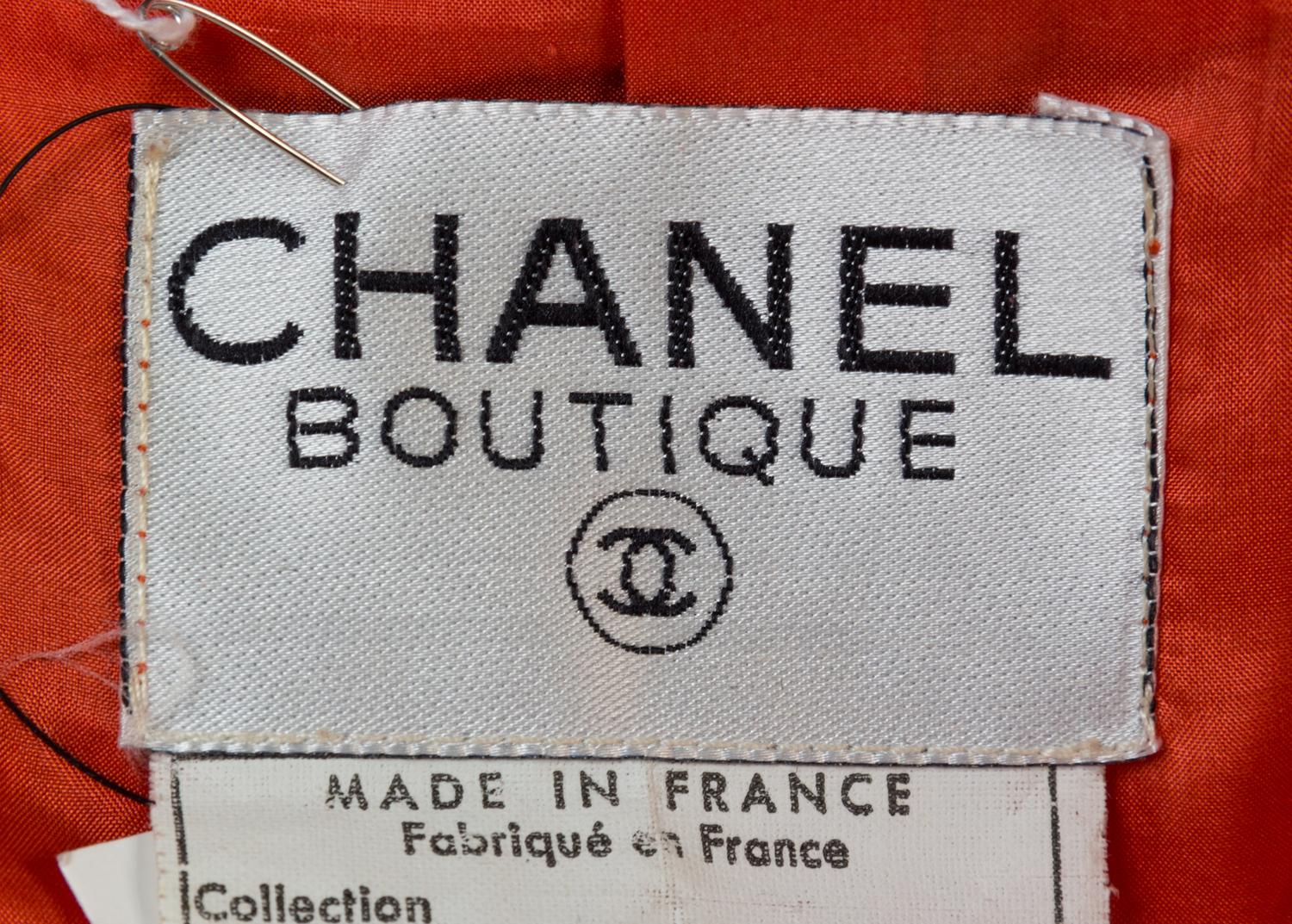 A Chanel Red Orange Wool Skirt Suit,