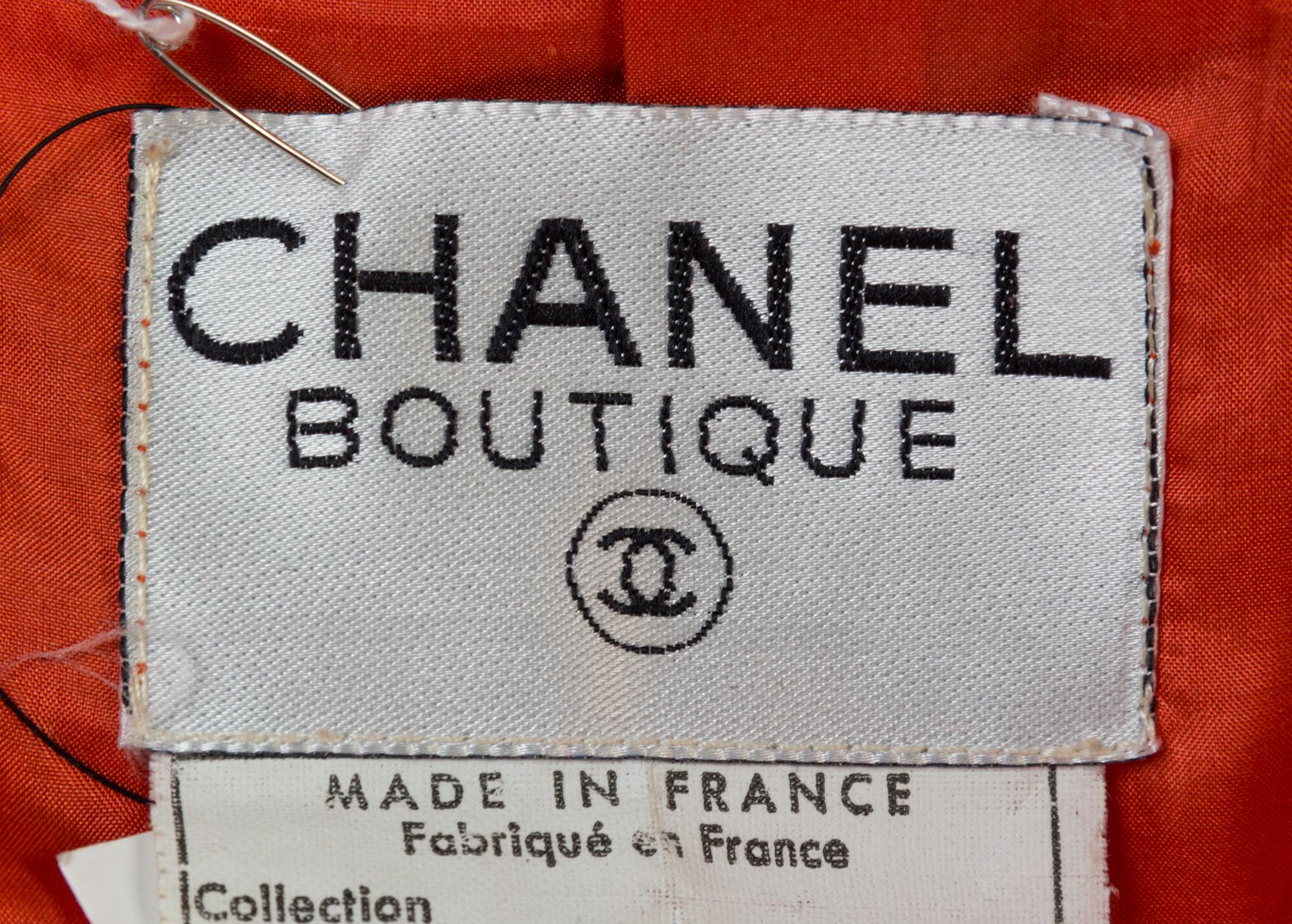 A Chanel Red Orange Wool Skirt Suit,