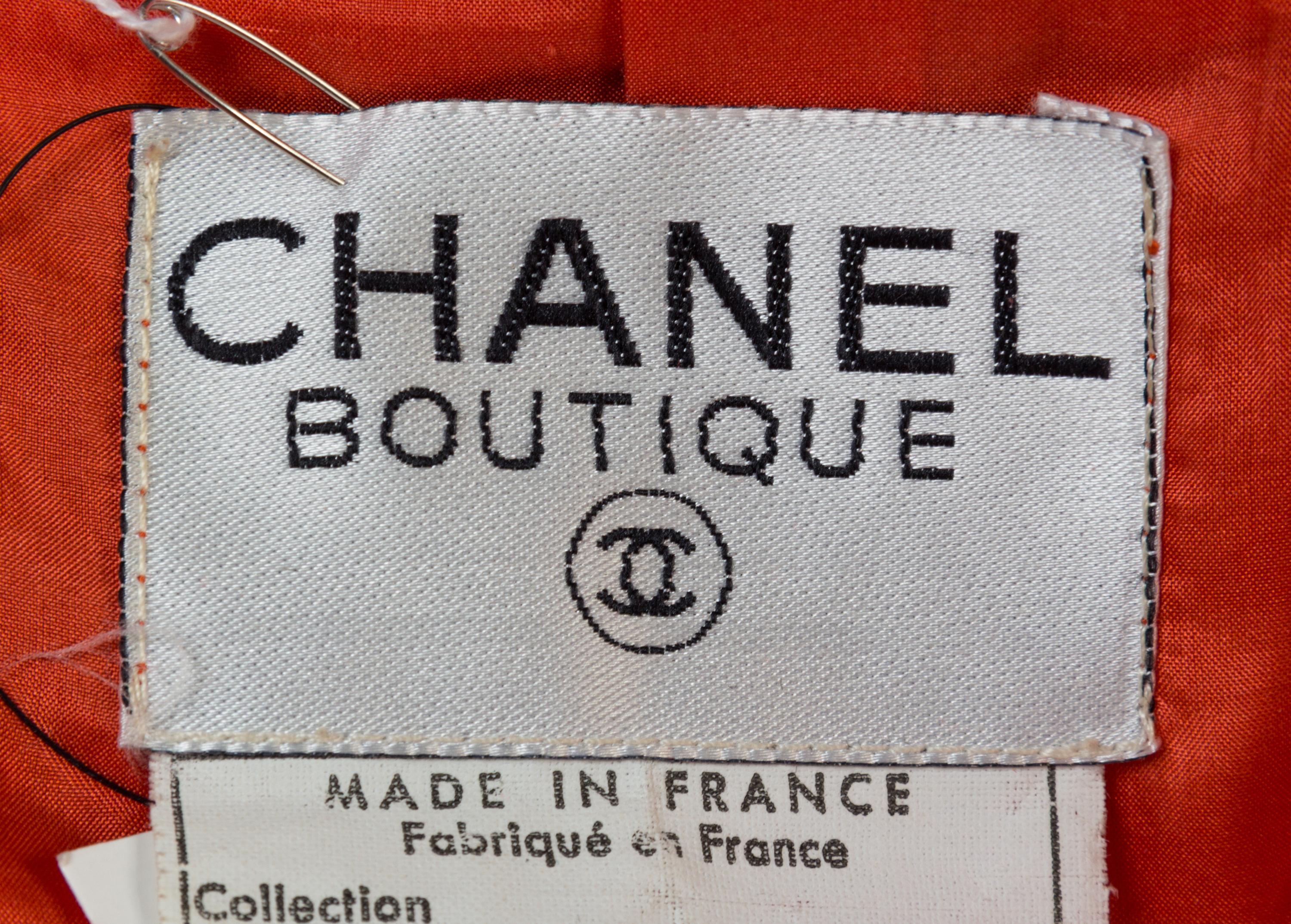 A Chanel Red Orange Wool Skirt Suit,